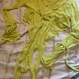 SHEIN Lime Green Sheer Crop Top